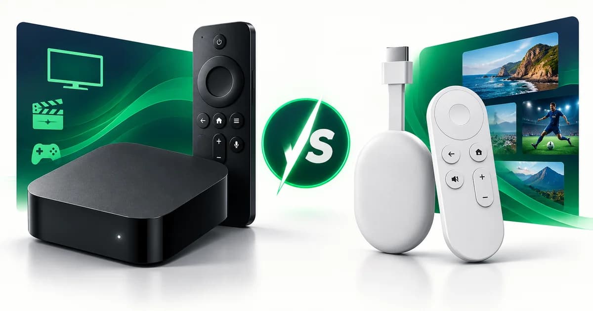 Box quadrada e dispositivo HDMI oval lado a lado, com os respetivos comandos