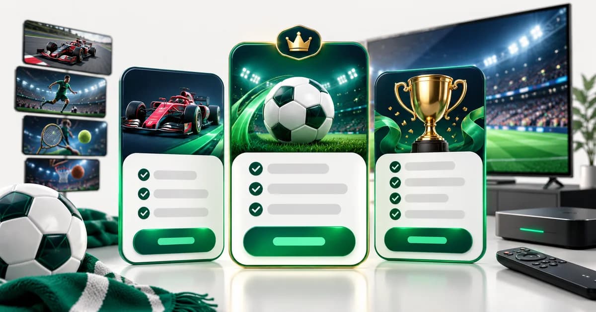 Três cartões de subscrição com ícones de desporto e barras de preço
