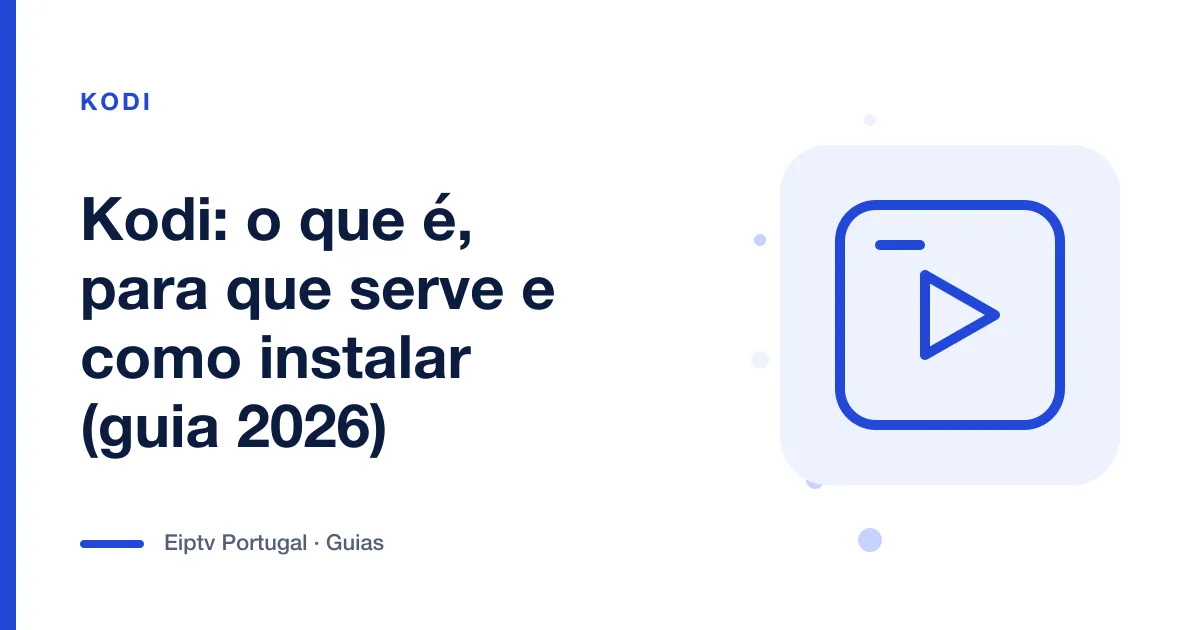 Ilustração de um ecrã com símbolo de reprodução, a representar o Kodi