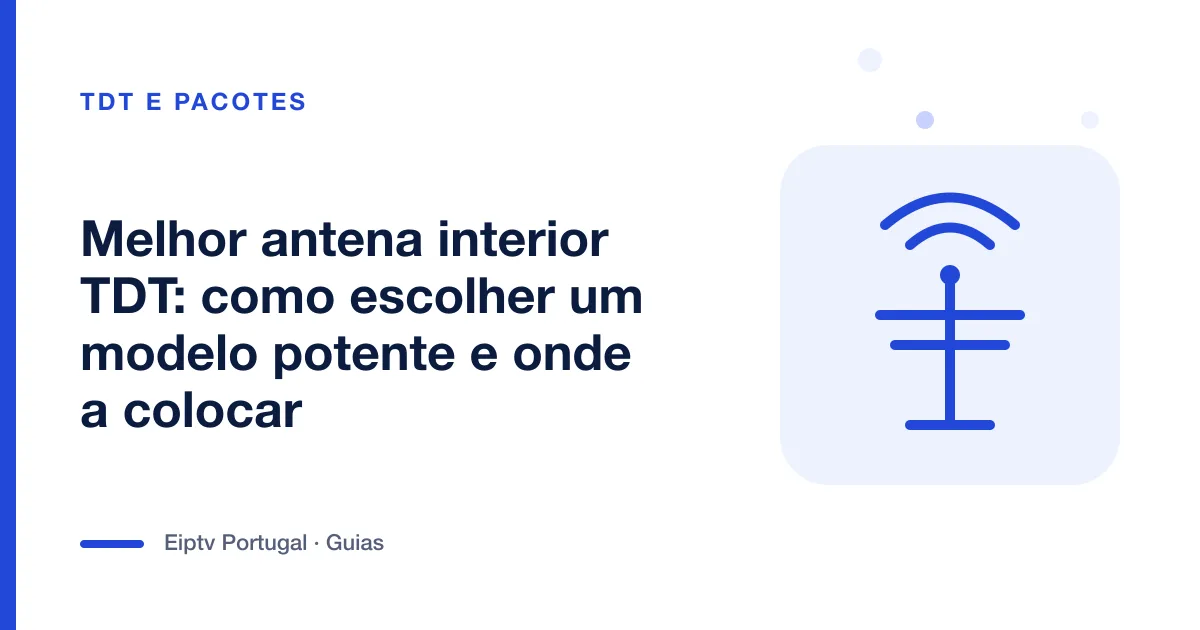 Ilustração de uma antena com ondas de sinal, a representar uma antena interior TDT