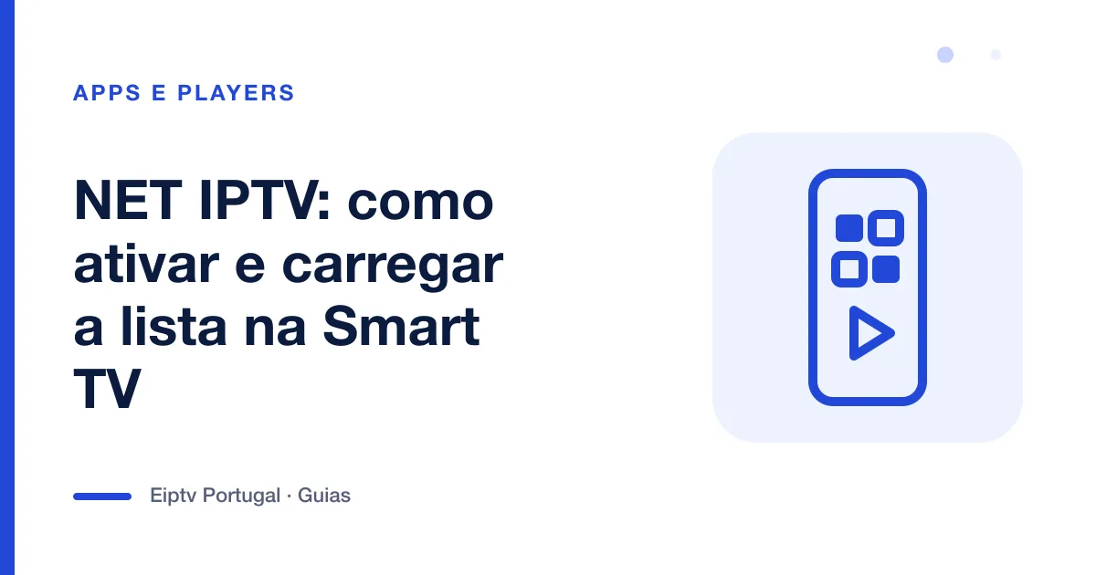 Ilustração de um telemóvel com grelha de aplicações, a representar a aplicação NET IPTV