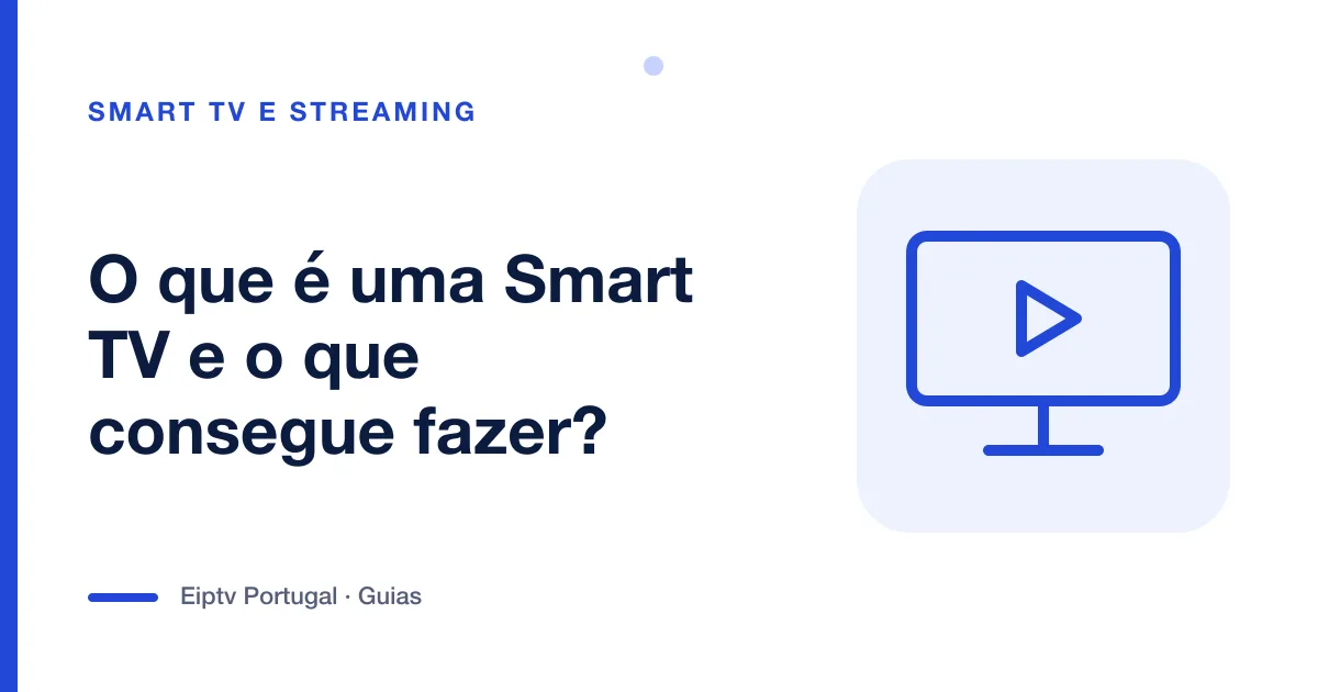 Ilustração de uma televisão com sinal de reprodução, a explicar o que é uma Smart TV