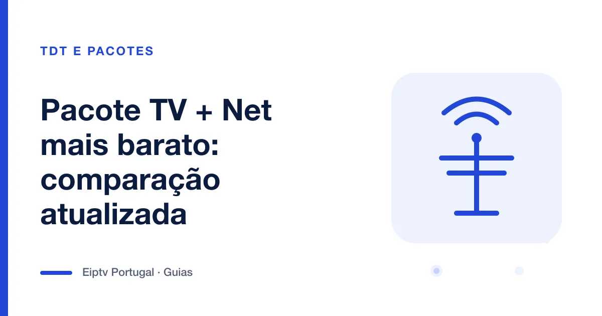Ilustração de uma antena com ondas de sinal, a representar o pacote de TV e internet mais barato