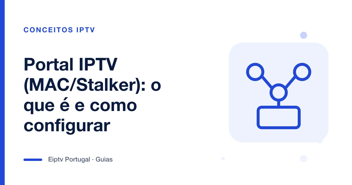 Ilustração de uma rede ligada a uma televisão, a representar um portal IPTV MAC