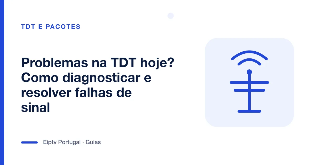 Ilustração de uma antena com ondas de sinal, a representar problemas de sinal na TDT