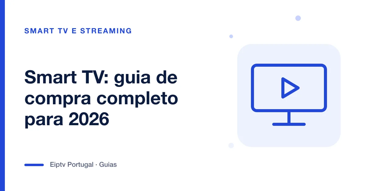 Ilustração de uma televisão com sinal de reprodução, a representar o guia de compra de Smart TV