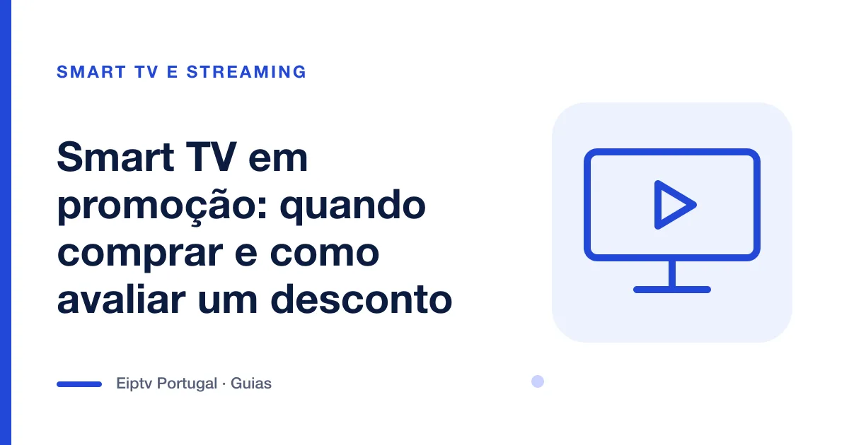 Ilustração de uma televisão com sinal de reprodução, a representar Smart TV em promoção