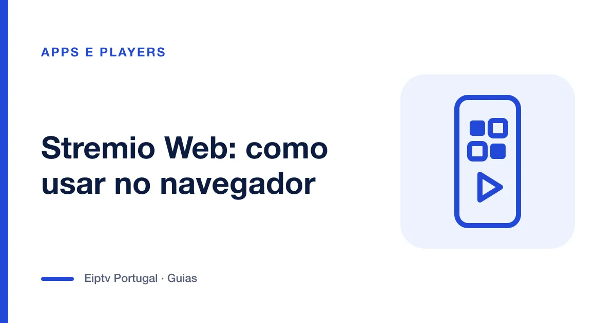 Ilustração de um telemóvel com grelha de aplicações, a representar o Stremio Web