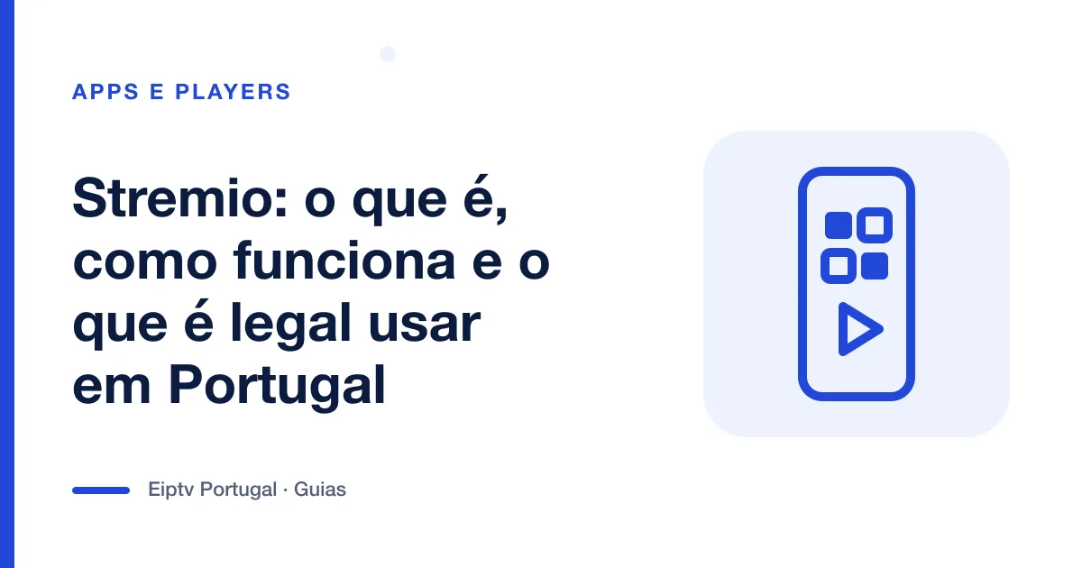 Ilustração de um telemóvel com grelha de aplicações, a representar o Stremio