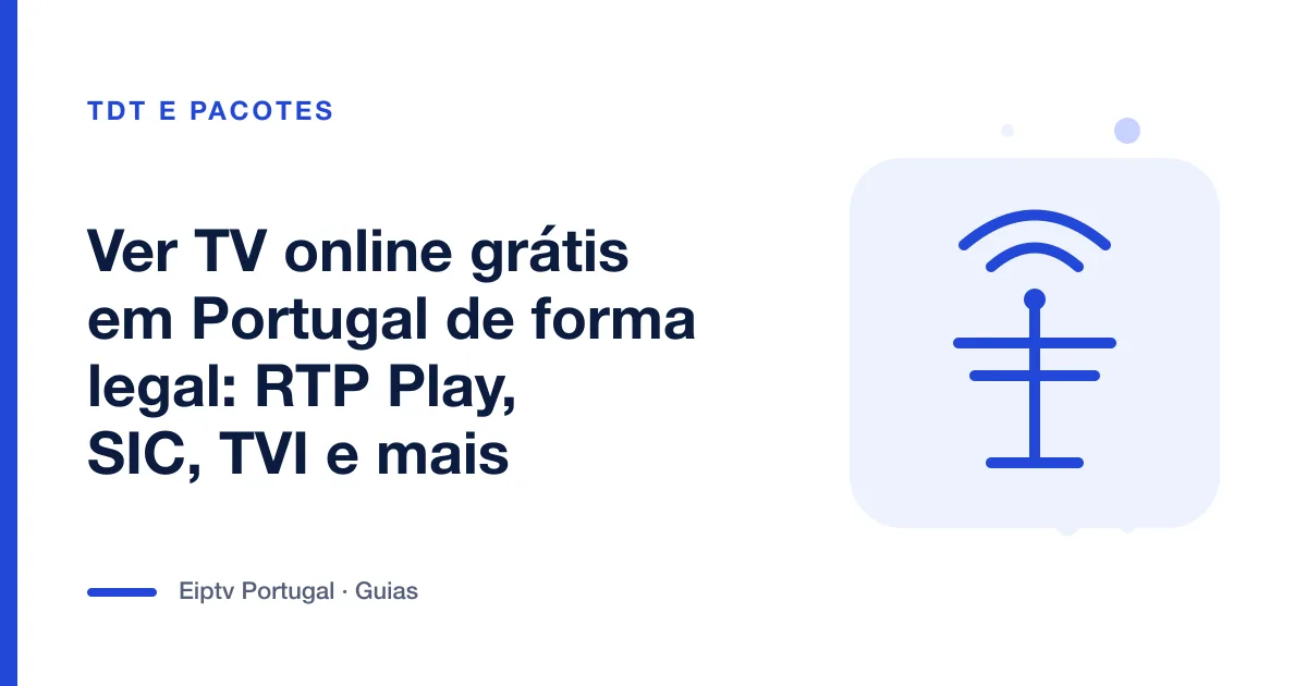 Ilustração de uma antena com ondas de sinal, a representar ver TV online grátis de forma legal