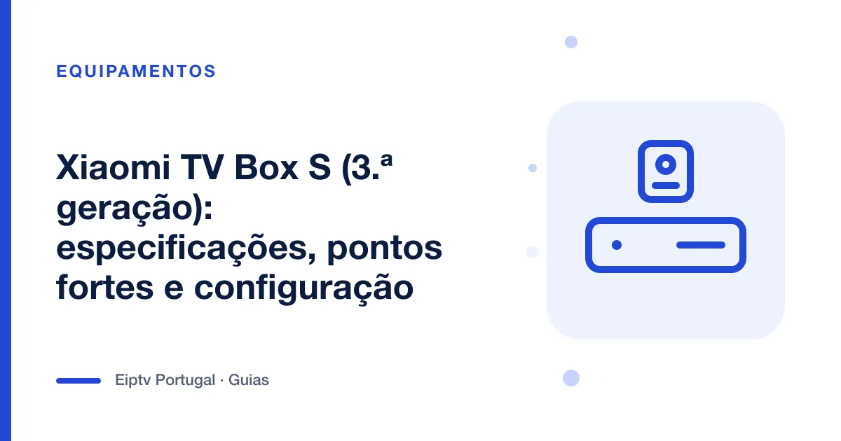 Ilustração de uma box de televisão com comando, a representar a Xiaomi TV Box S de 3.ª geração